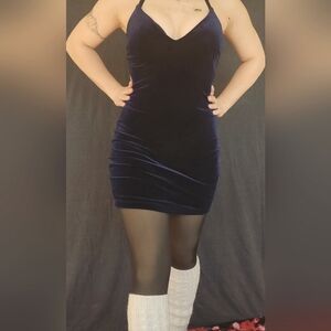 Cobalt Velvet String-Back Dress